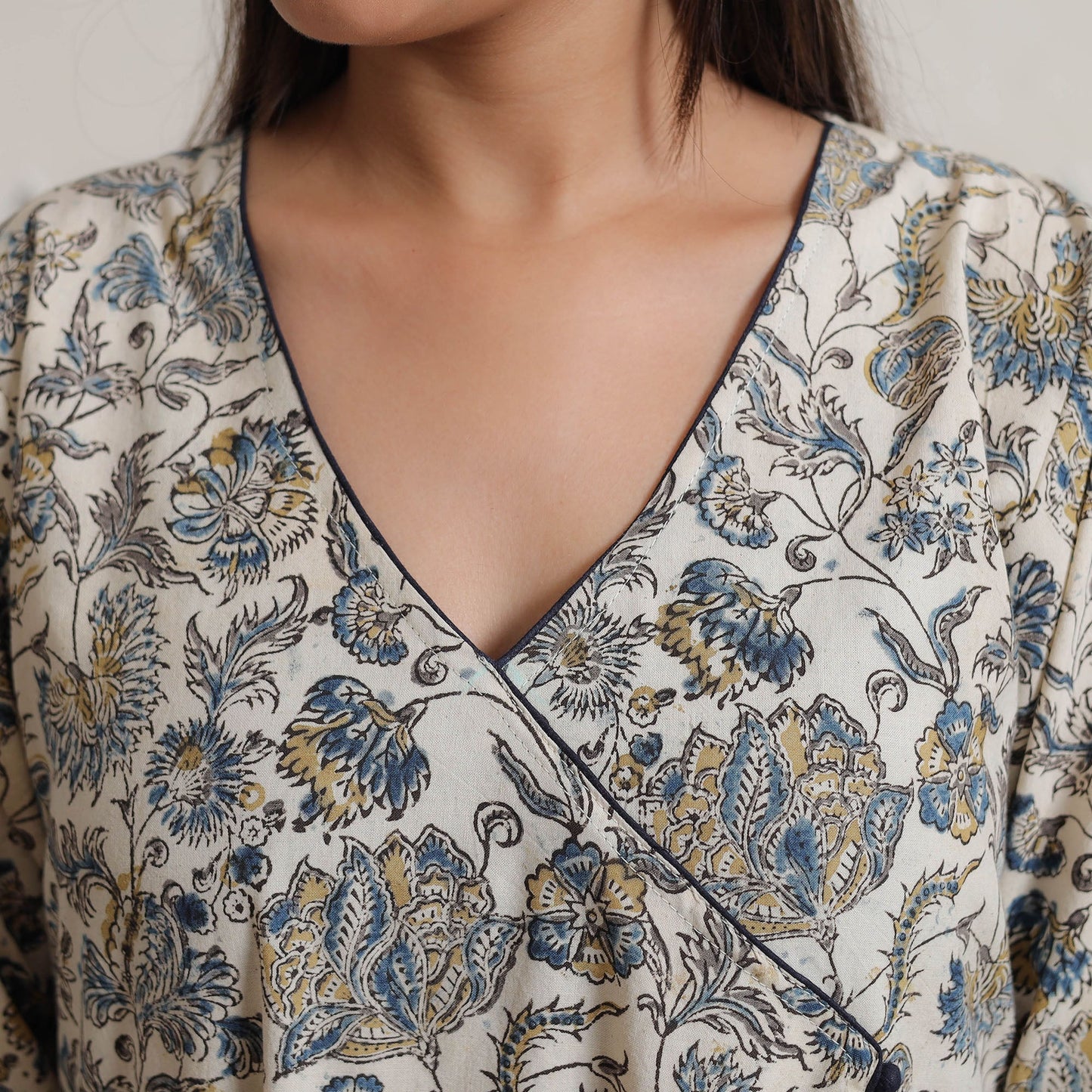 Buy Pedana Kalamkari Block Printed Cotton A-Line Kurta 10 Online at iTokri.com