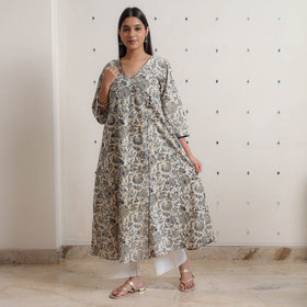 Buy Pedana Kalamkari Block Printed Cotton A-Line Kurta 10 Online at iTokri.com