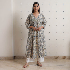 Buy Pedana Kalamkari Block Printed Cotton A-Line Kurta 10 Online at iTokri.com