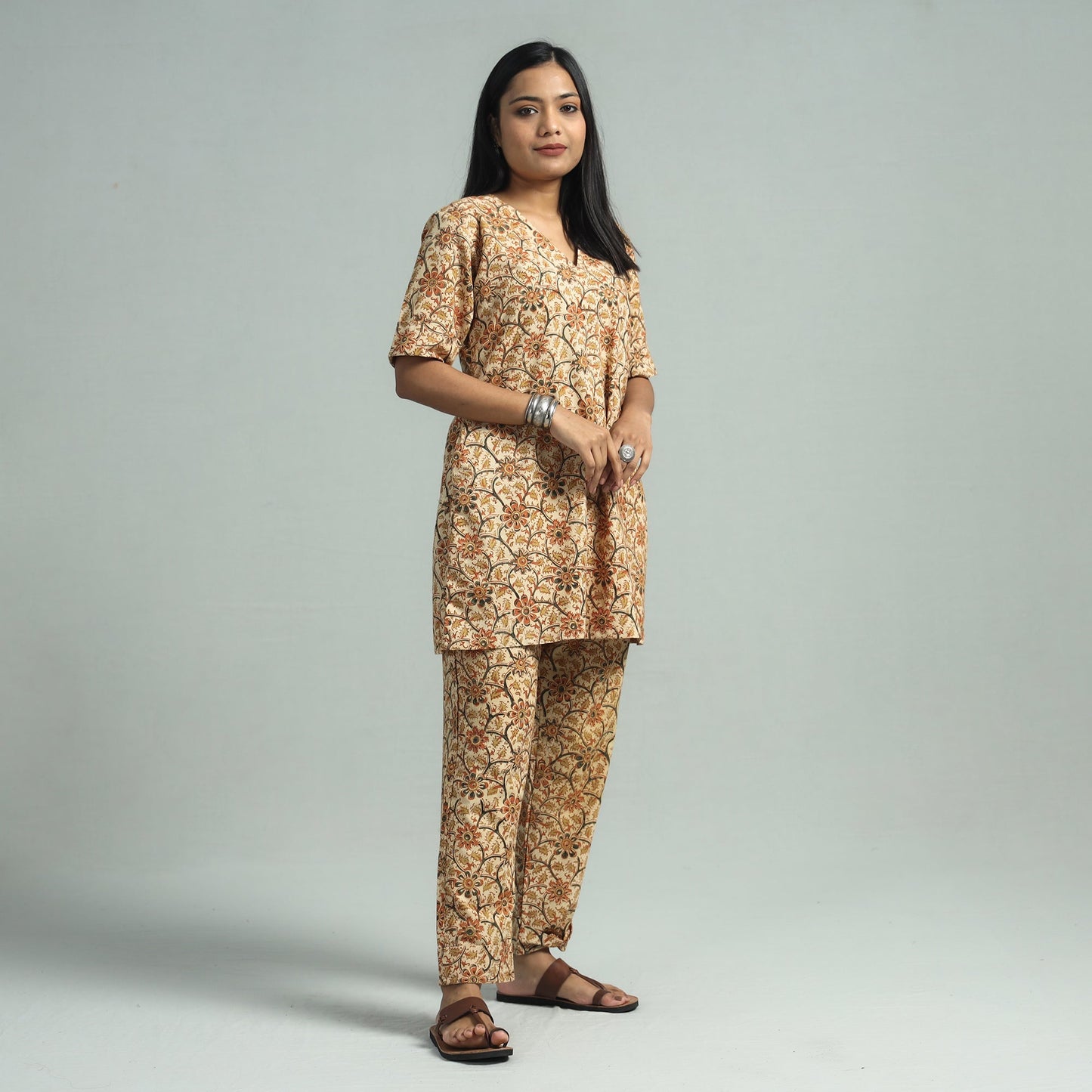 Buy Pedana Kalamkari Block Printed Cotton Co-Ord Set Online at iTokri.com