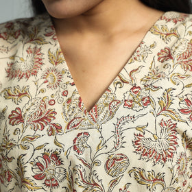 Beige - Pedana Kalamkari Block Printed Cotton Co-Ord Set