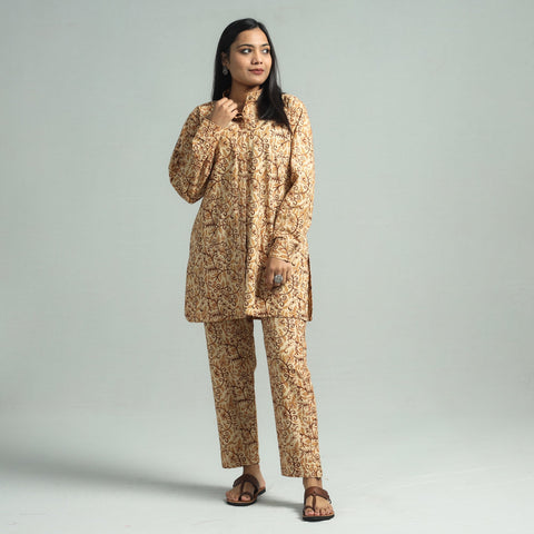 Beige - Buy Pedana Kalamkari Block Printed Cotton Co-Ord Set Online at iTokri.com