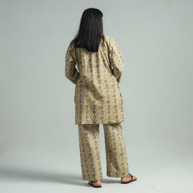 Beige - Pedana Kalamkari Block Printed Cotton Co-Ord Set