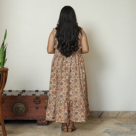 Buy Pedana Kalamkari Block Printed Cotton Tiered Dress 01 Online at iTokri.com
