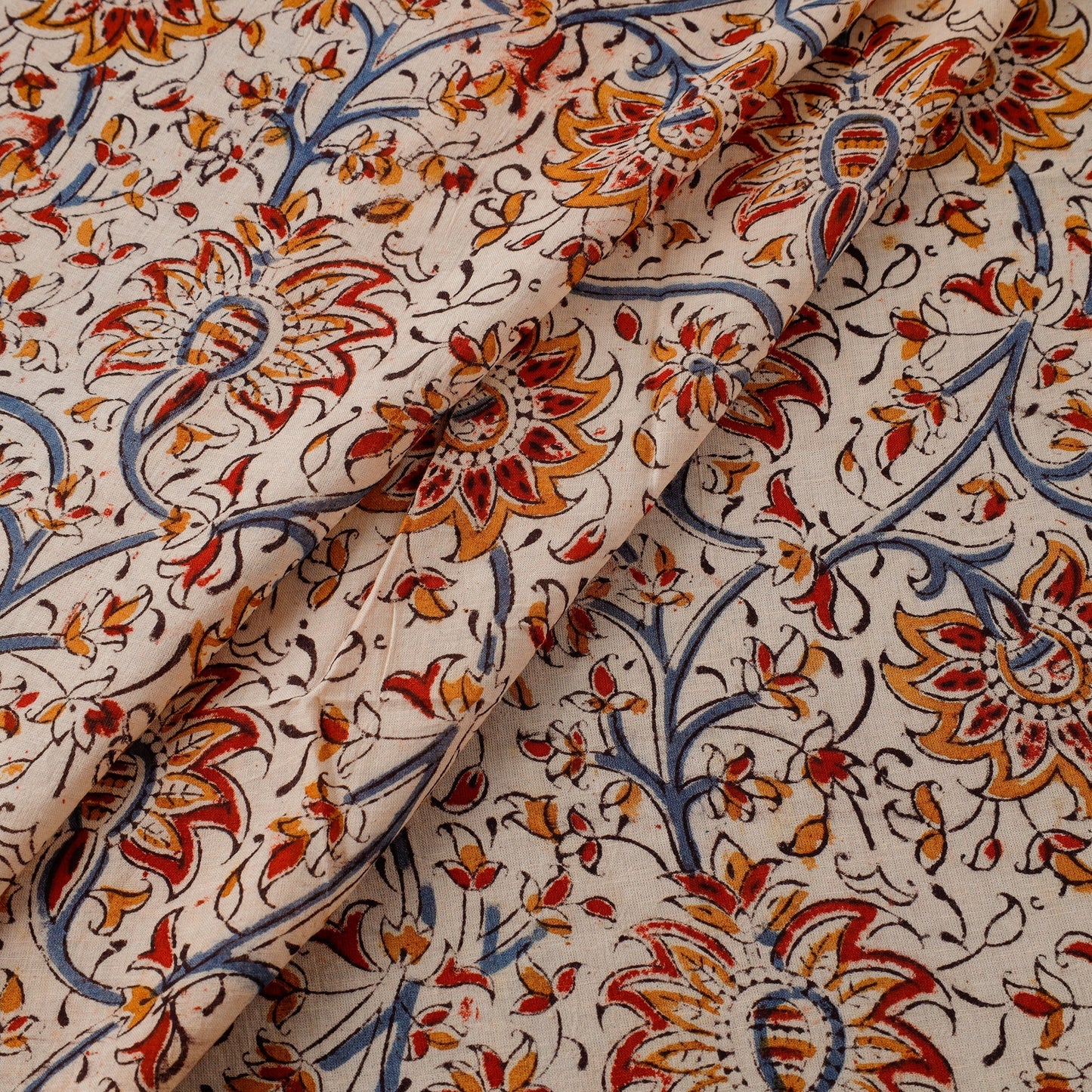 Buy Pedana Kalamkari Block Printed Mul Cotton Fabric Online