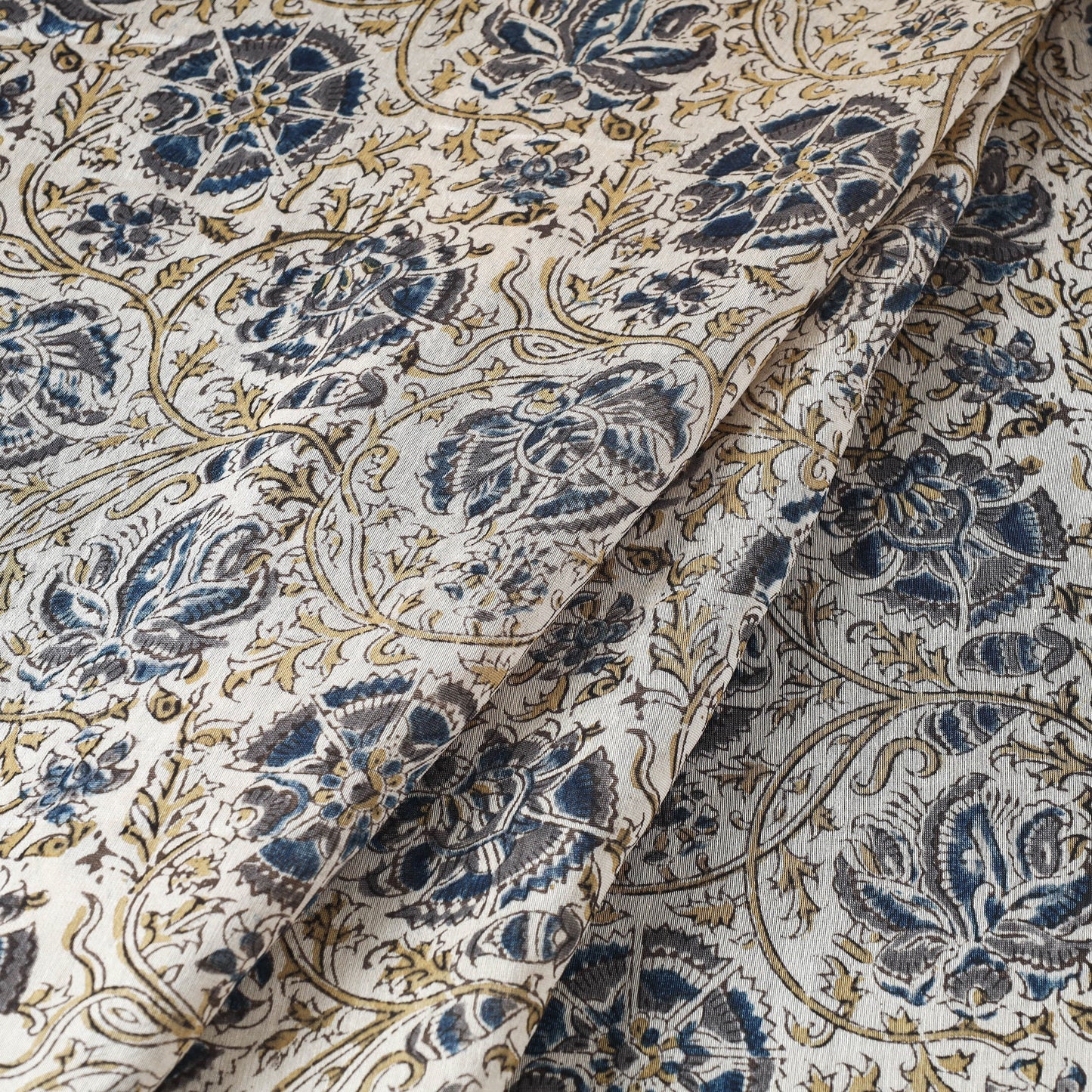 Buy Pedana Kalamkari Block Print Chanderi Silk Fabric 