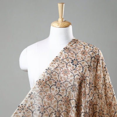 Beige Pedana Kalamkari Block Print Chanderi Silk Fabric