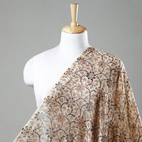 Beige Pedana Kalamkari Block Print Chanderi Silk Fabric