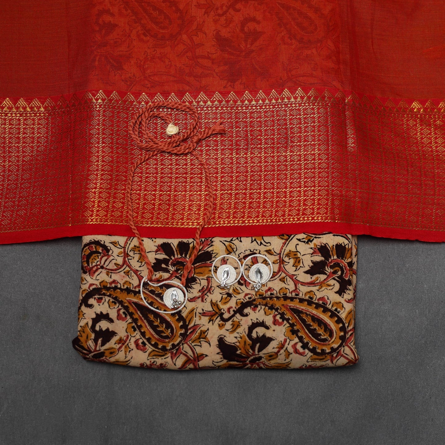 Pedana kalamkari cotton 2pc unstitched dress material