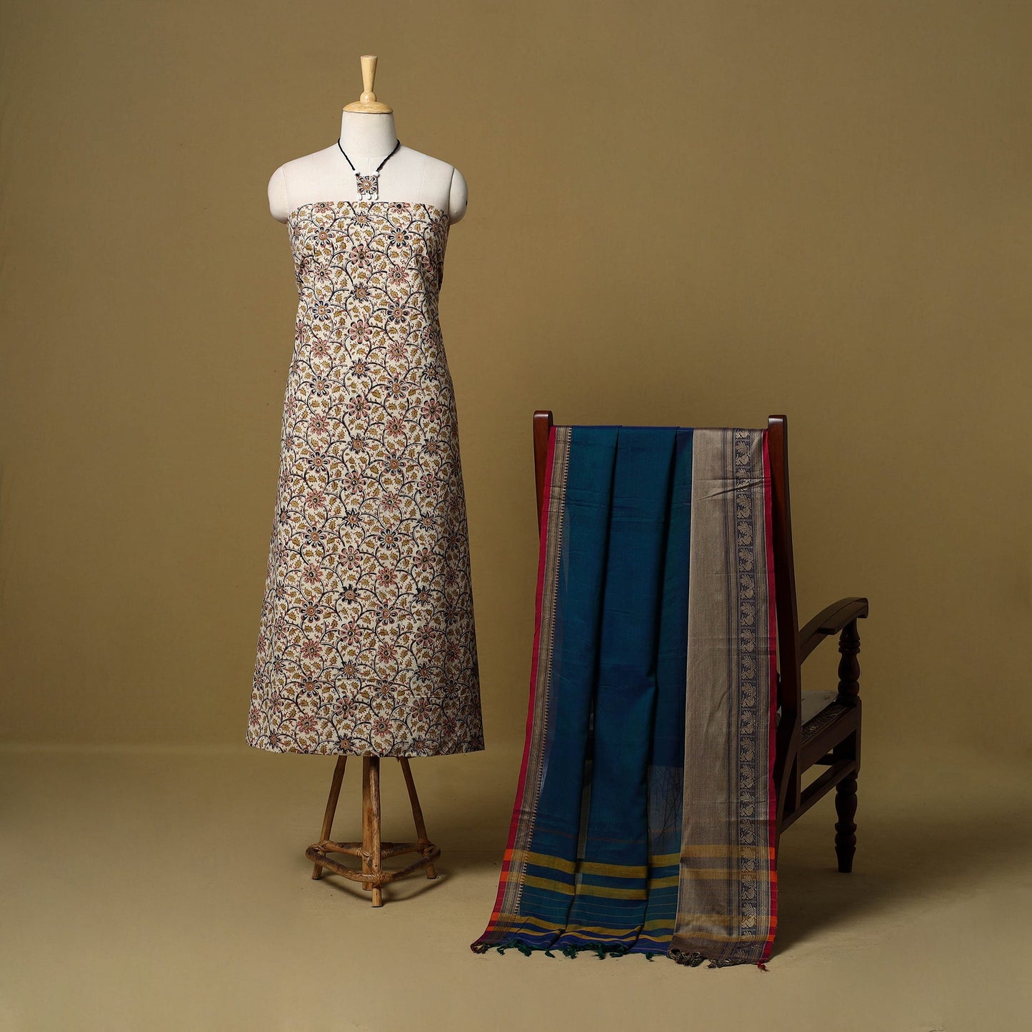 Pedana kalamkari cotton 2pc unstitched dress material