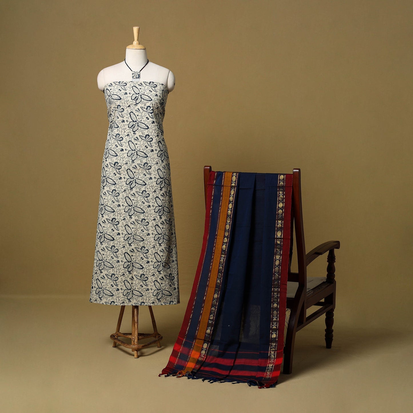 Pedana kalamkari cotton 2pc unstitched dress material