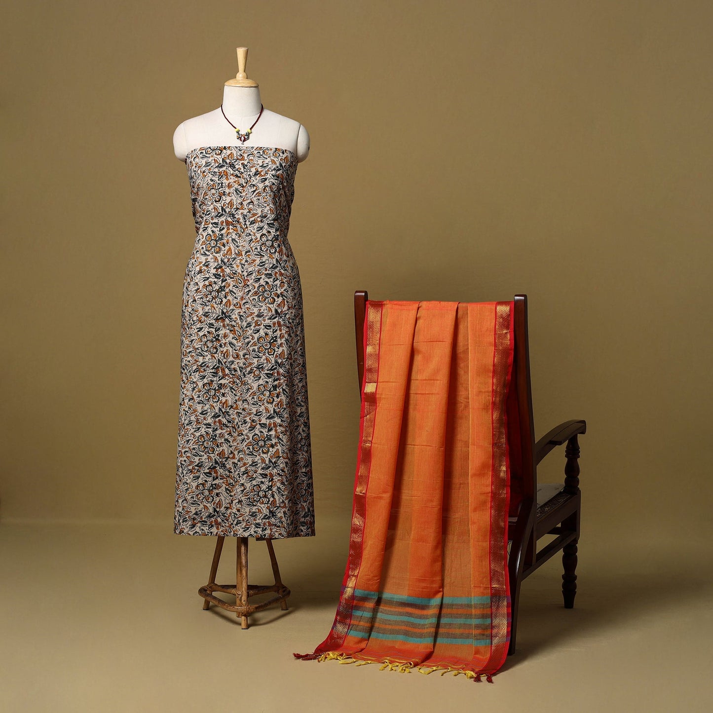 Pedana kalamkari cotton 2pc unstitched dress material