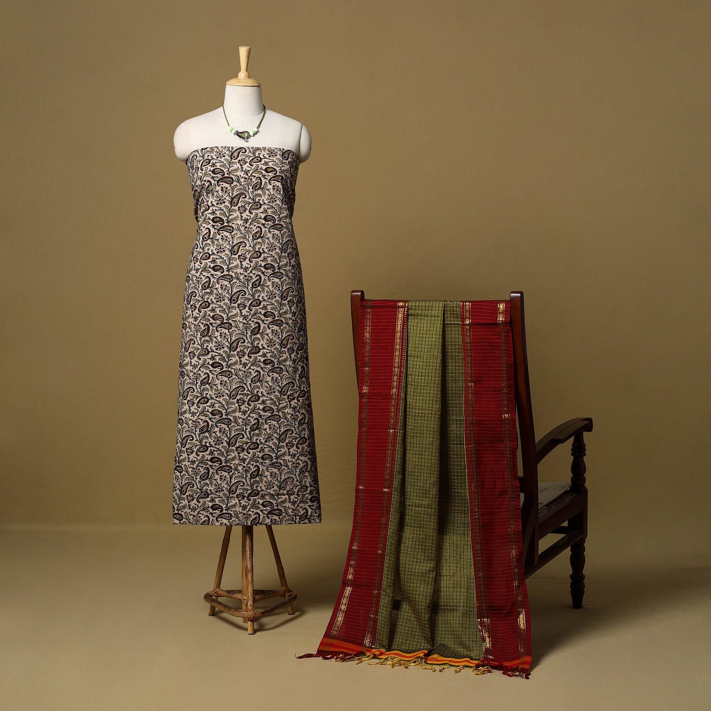 Pedana kalamkari cotton 2pc unstitched dress material