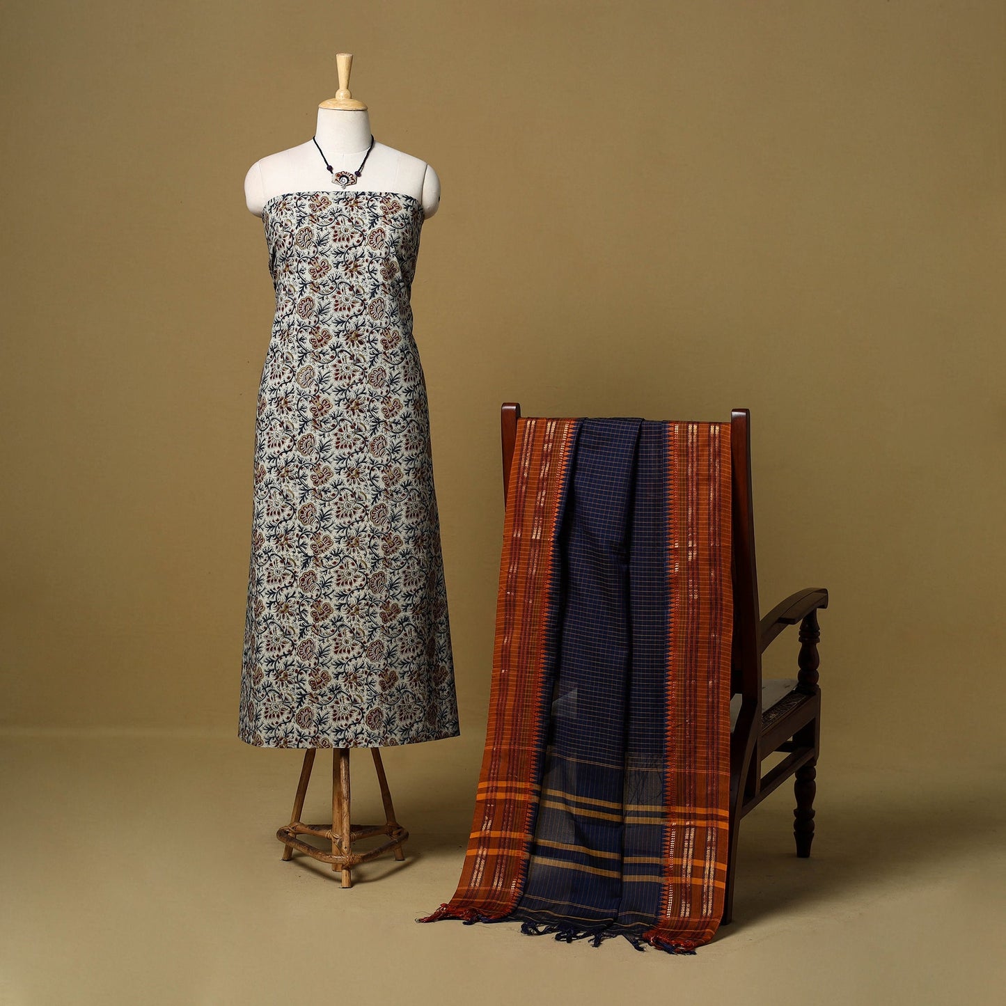 Pedana kalamkari cotton 2pc unstitched dress material