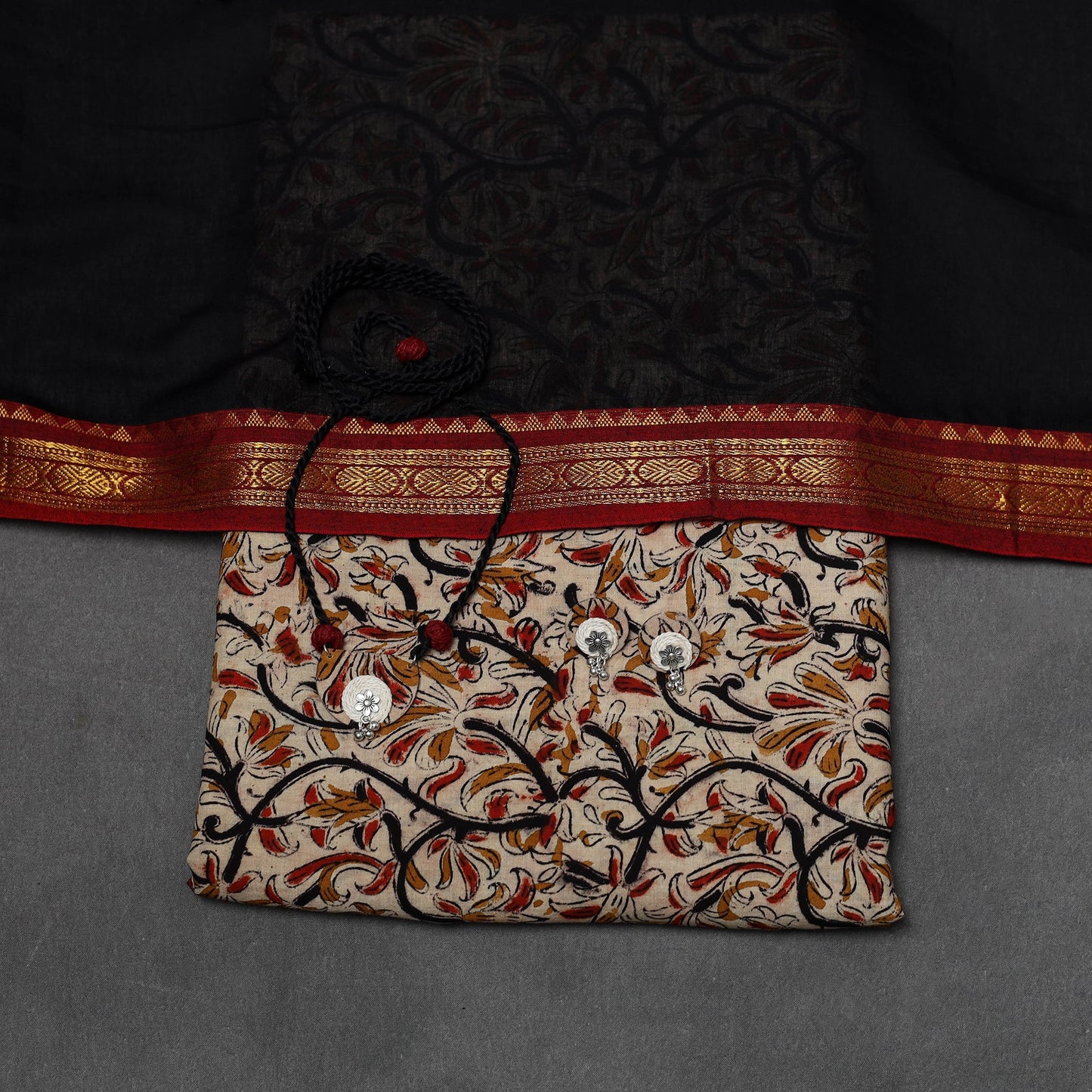 Pedana kalamkari cotton 2pc unstitched dress material