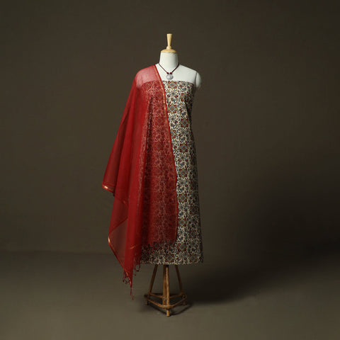 Pedana kalamkari hand block print natural dyed cotton 2pc