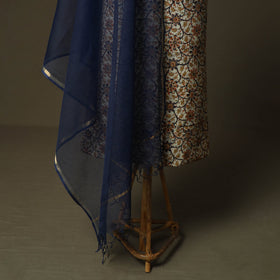 Pedana kalamkari hand block print natural dyed cotton 2pc