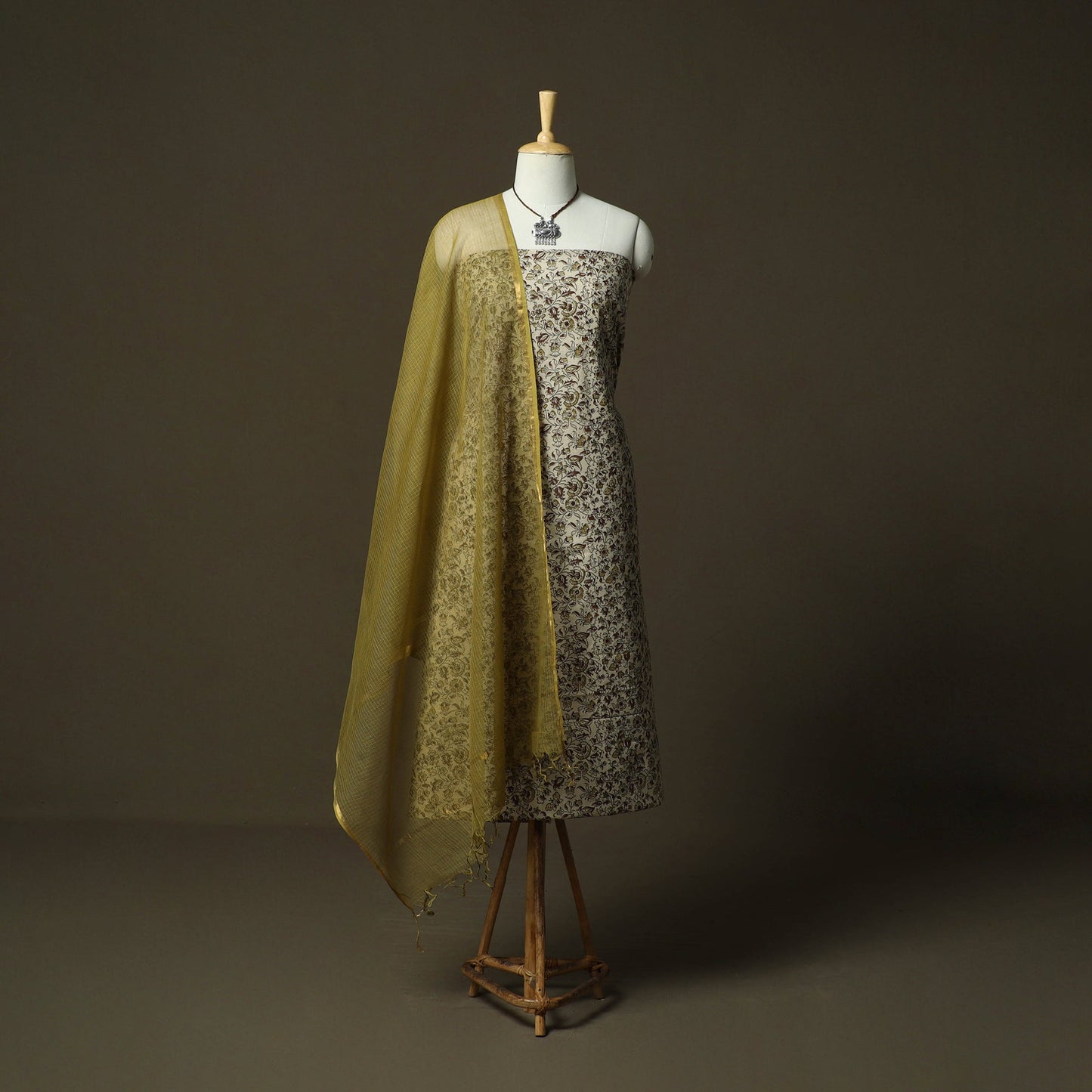 Pedana kalamkari hand block print natural dyed cotton 2pc