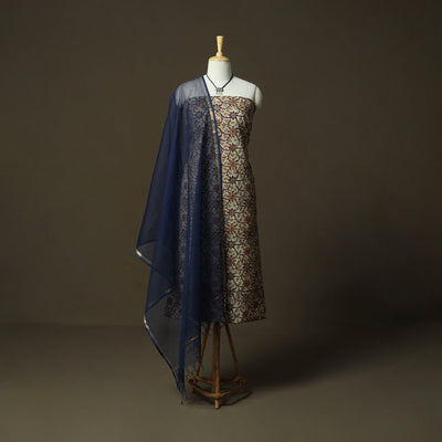 Pedana kalamkari hand block print natural dyed cotton 2pc