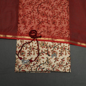 Pedana kalamkari hand block print natural dyed cotton 2pc