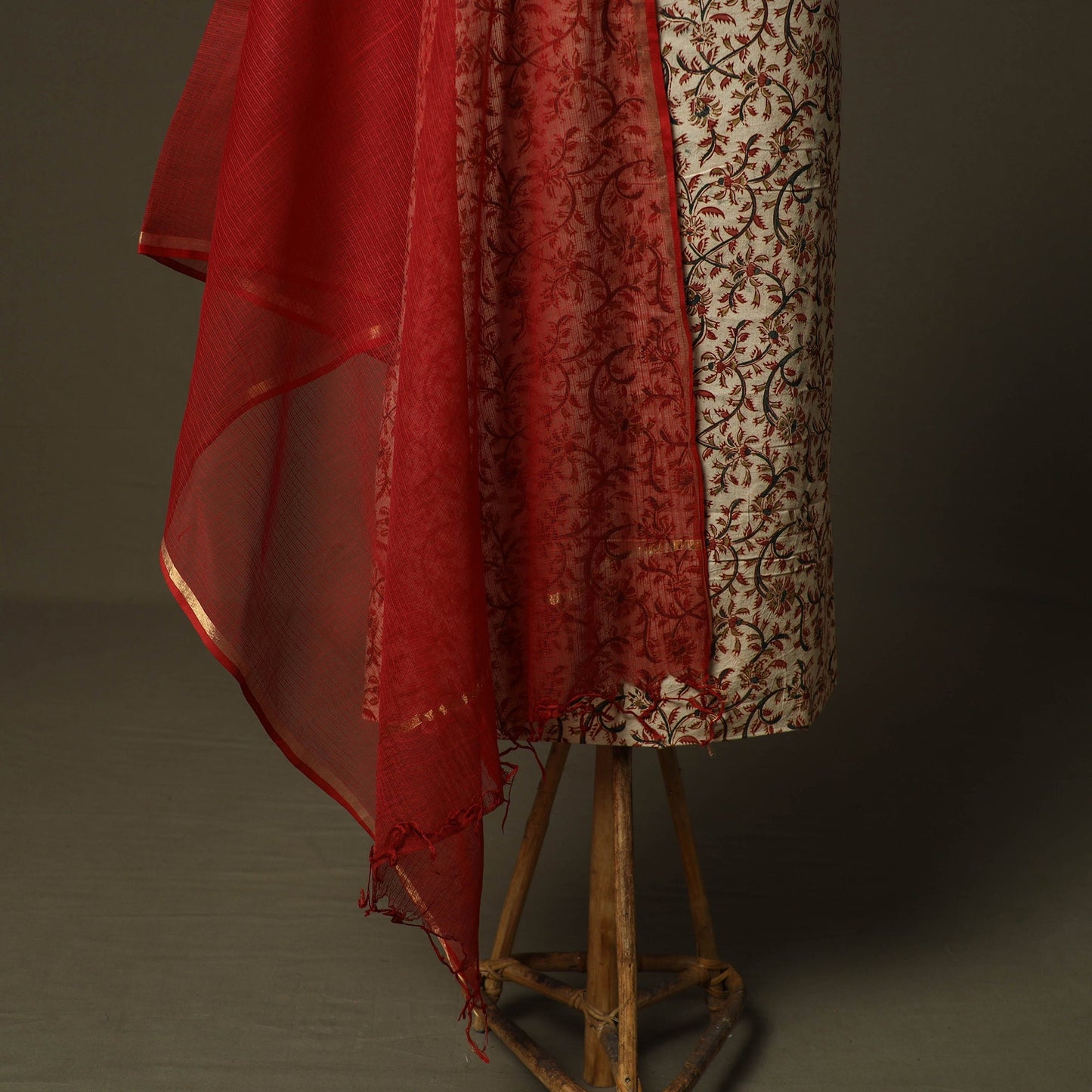 Pedana kalamkari hand block print natural dyed cotton 2pc