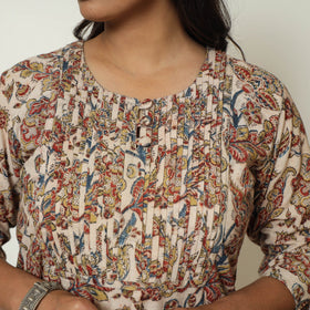 Buy Pedana Kalamkari Hand Block Printed Cotton Pintuck Kurta 59 Online at iTokri.com