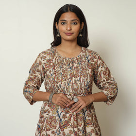 Buy Pedana Kalamkari Hand Block Printed Cotton Pintuck Kurta 59 Online at iTokri.com