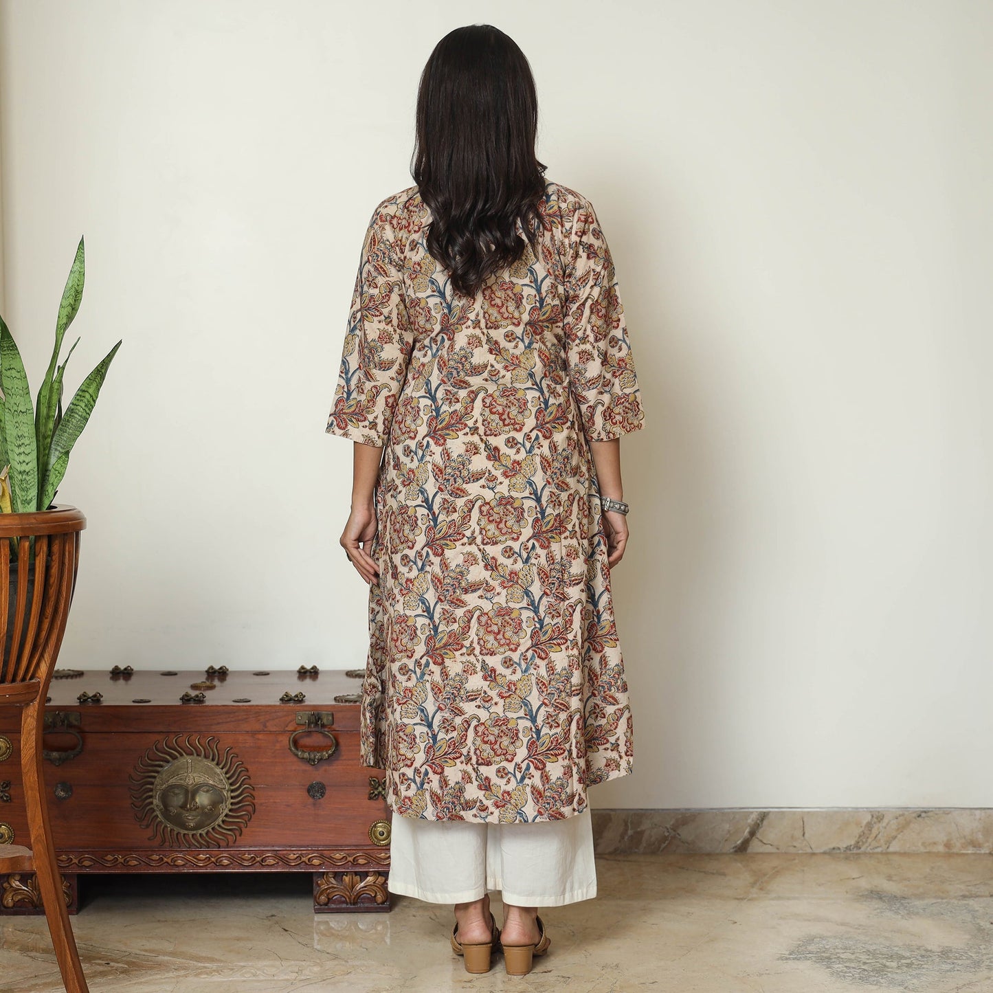 Buy Pedana Kalamkari Hand Block Printed Cotton Pintuck Kurta 59 Online at iTokri.com