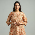 Buy Pedana Kalamkari Hand Block Printed Cotton Pintuck Kurta Online at iTokri.com