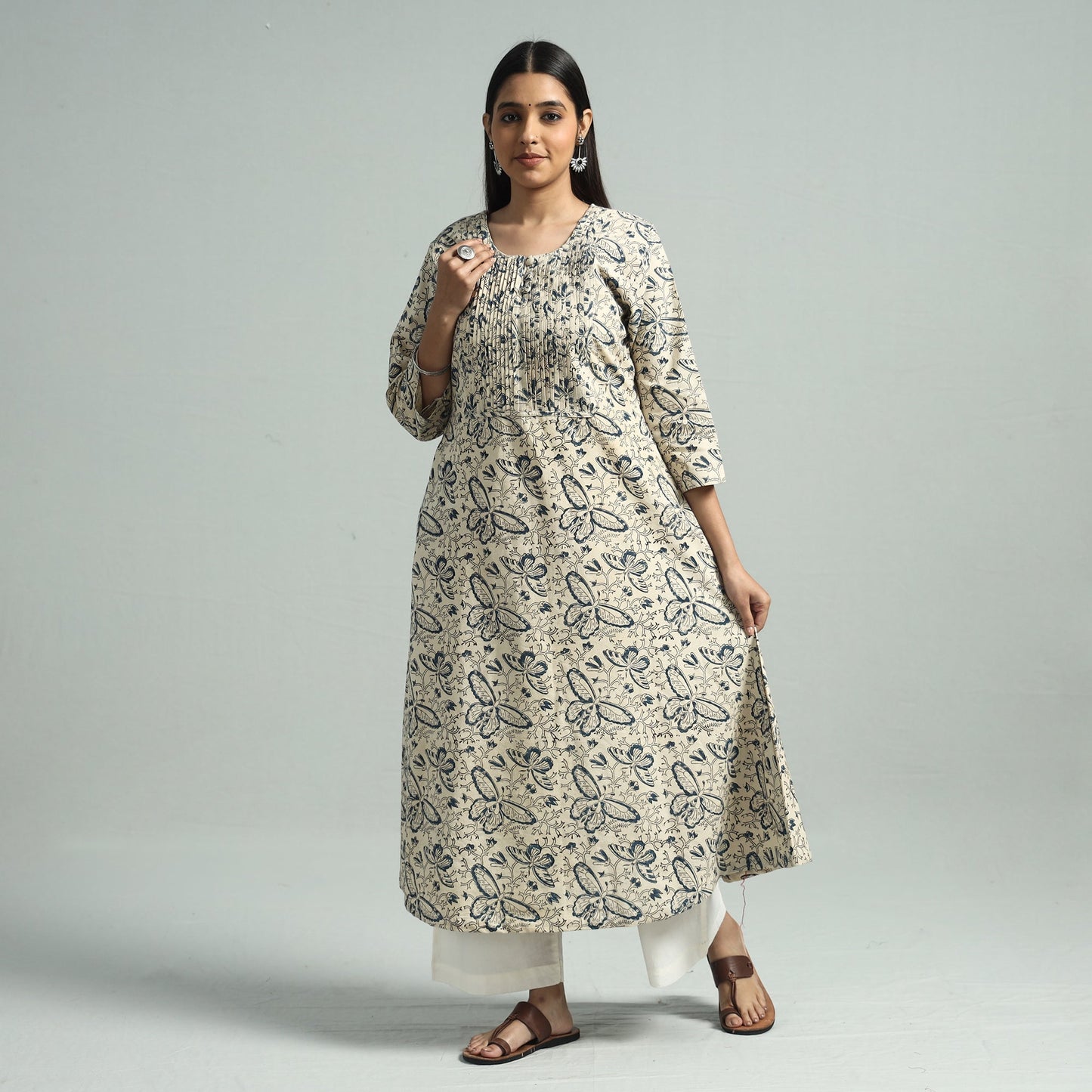 Pedana Kalamkari Hand Block Printed Kurta