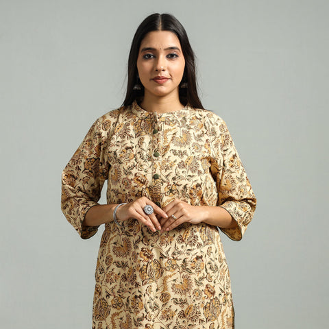Buy Pedana Kalamkari Hand Block Printed Cotton Kurta 58 Online at iTokri.com