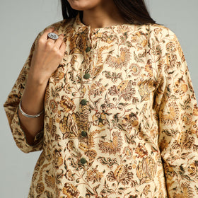 Buy Pedana Kalamkari Hand Block Printed Cotton Kurta 58 Online at iTokri.com