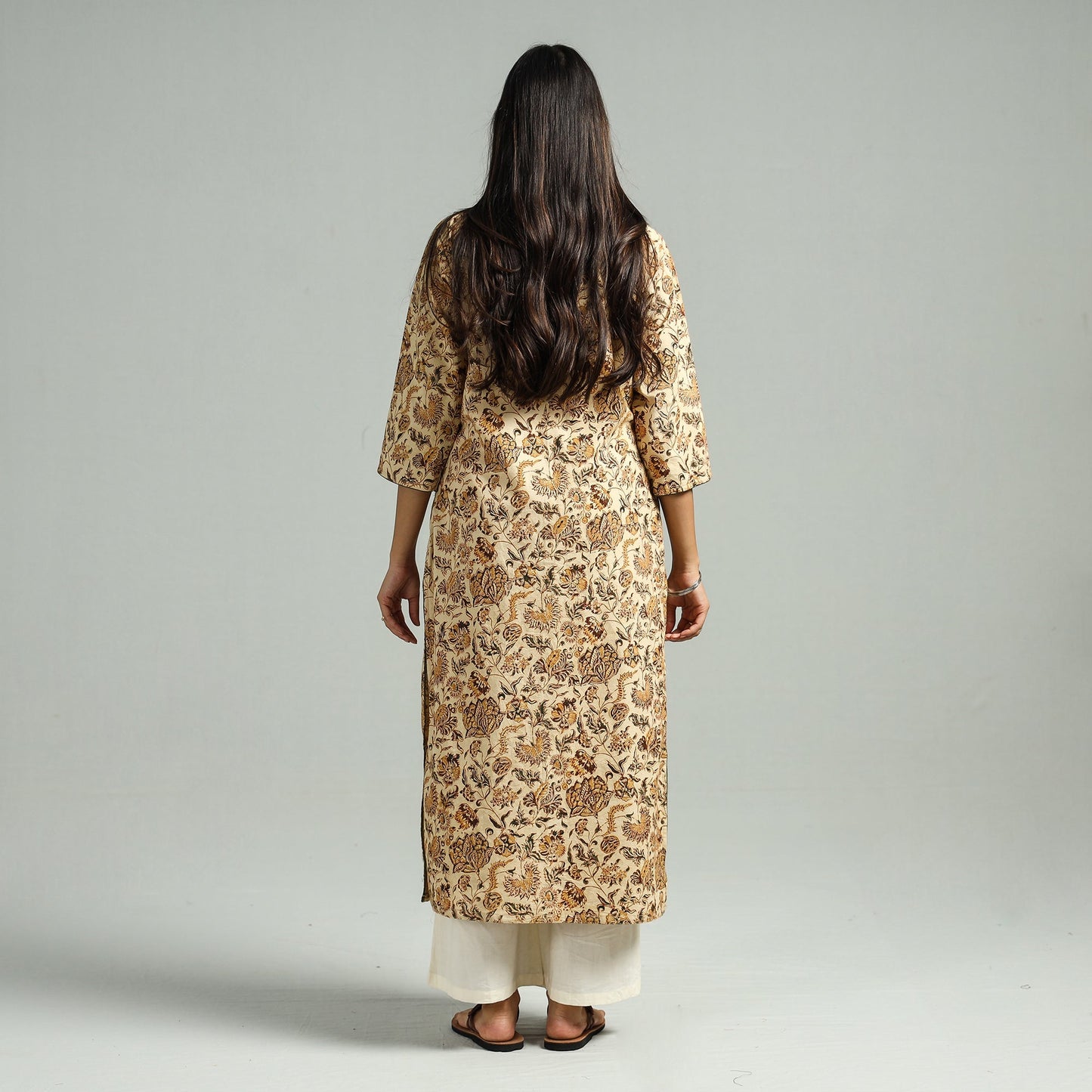 Buy Pedana Kalamkari Hand Block Printed Cotton Kurta 58 Online at iTokri.com