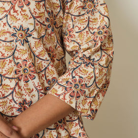 Buy Pedana Kalamkari Hand Block Printed Cotton A-Line Kurta 07 Online at iTokri.com