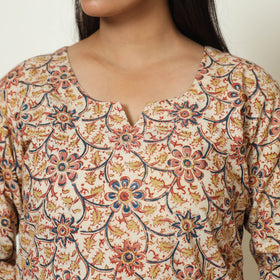 Buy Pedana Kalamkari Hand Block Printed Cotton A-Line Kurta 07 Online at iTokri.com