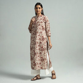 Buy Pedana Kalamkari Hand Block Printed Cotton Kurta Online at iTokri.com