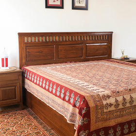 Buy Pedana Kalamkari Block Printed Cotton Double Bedcover (107 x 88 in) Online at iTokri.com
