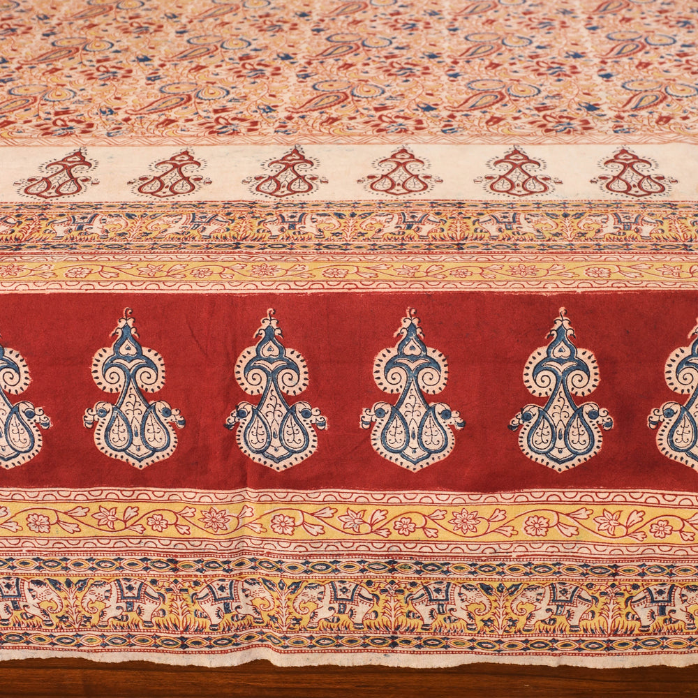 Buy Pedana Kalamkari Block Printed Cotton Double Bedcover (107 x 88 in) Online at iTokri.com