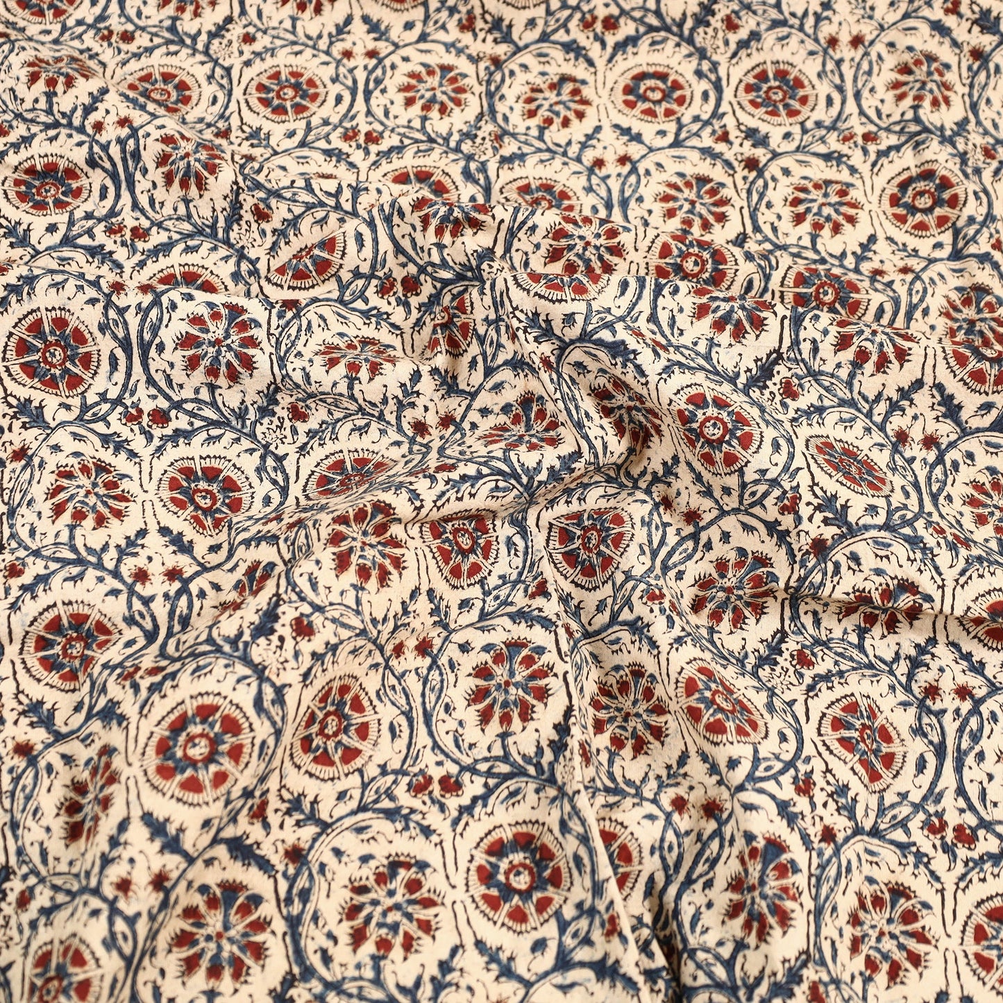 Buy Pedana Kalamkari Block Printed Cotton Double Bed Cover (111 x 91 in) 07 Online at iTokri.com