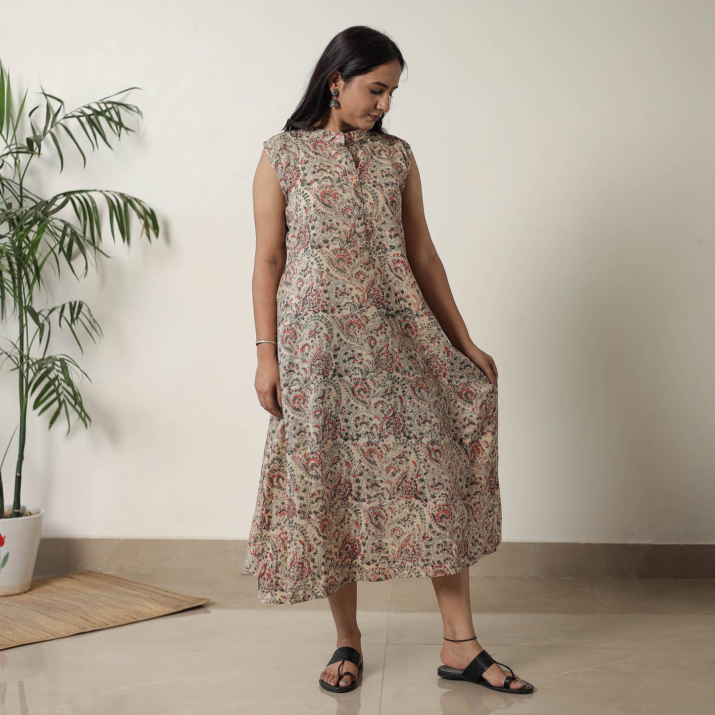 Buy Pedana Kalamkari Block Printed Cotton Dress 16 Online at iTokri.com
