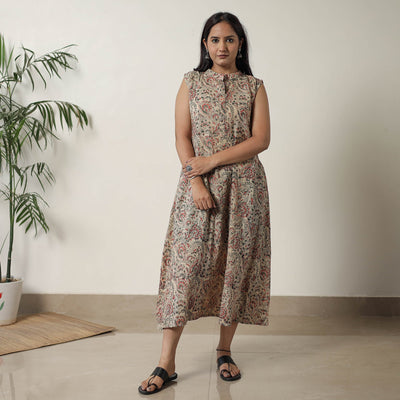Buy Pedana Kalamkari Block Printed Cotton Dress 16 Online at iTokri.com