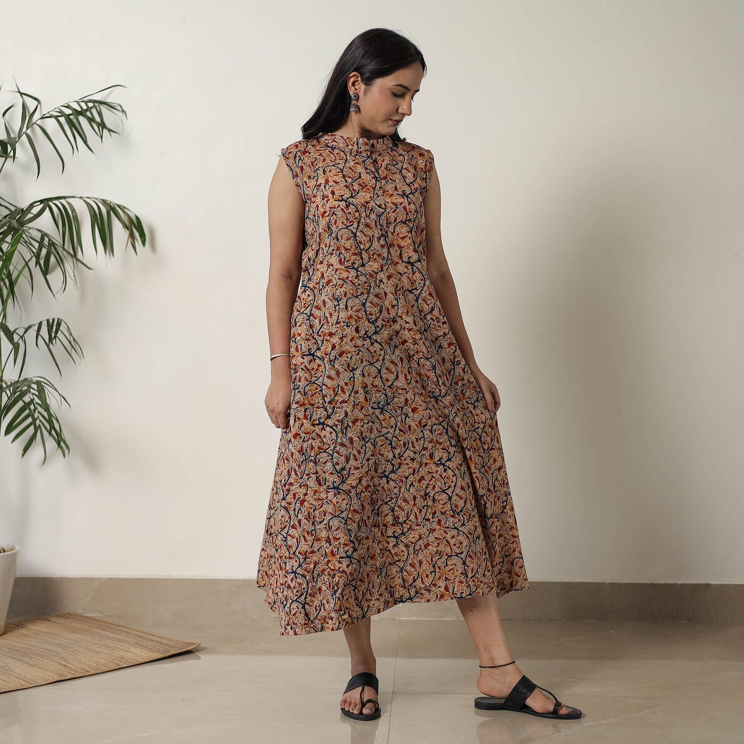  Pedana Kalamkari Block Printed Cotton Dress 17 