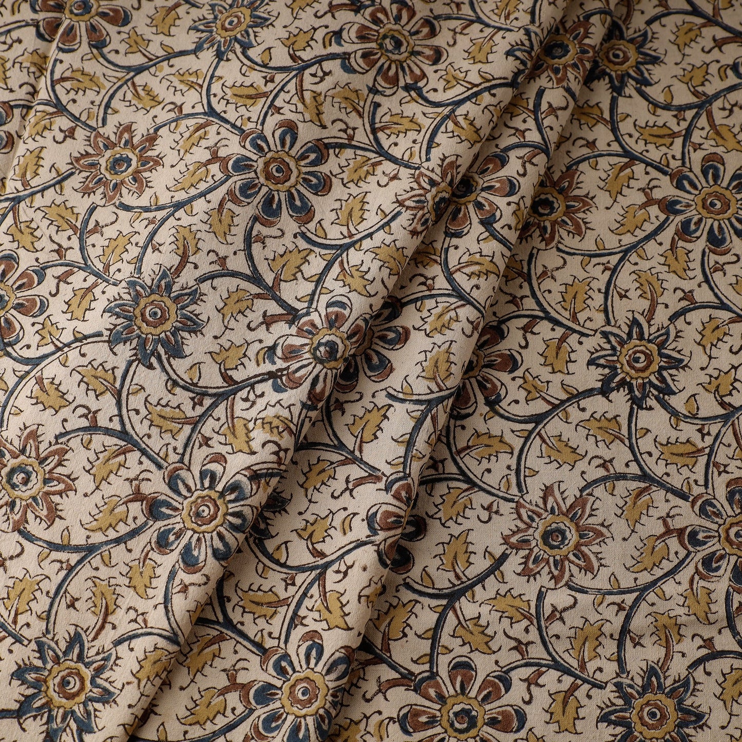 Buy Pedana Kalamkari Block Printed Cotton Fabric Online at iTokri.com