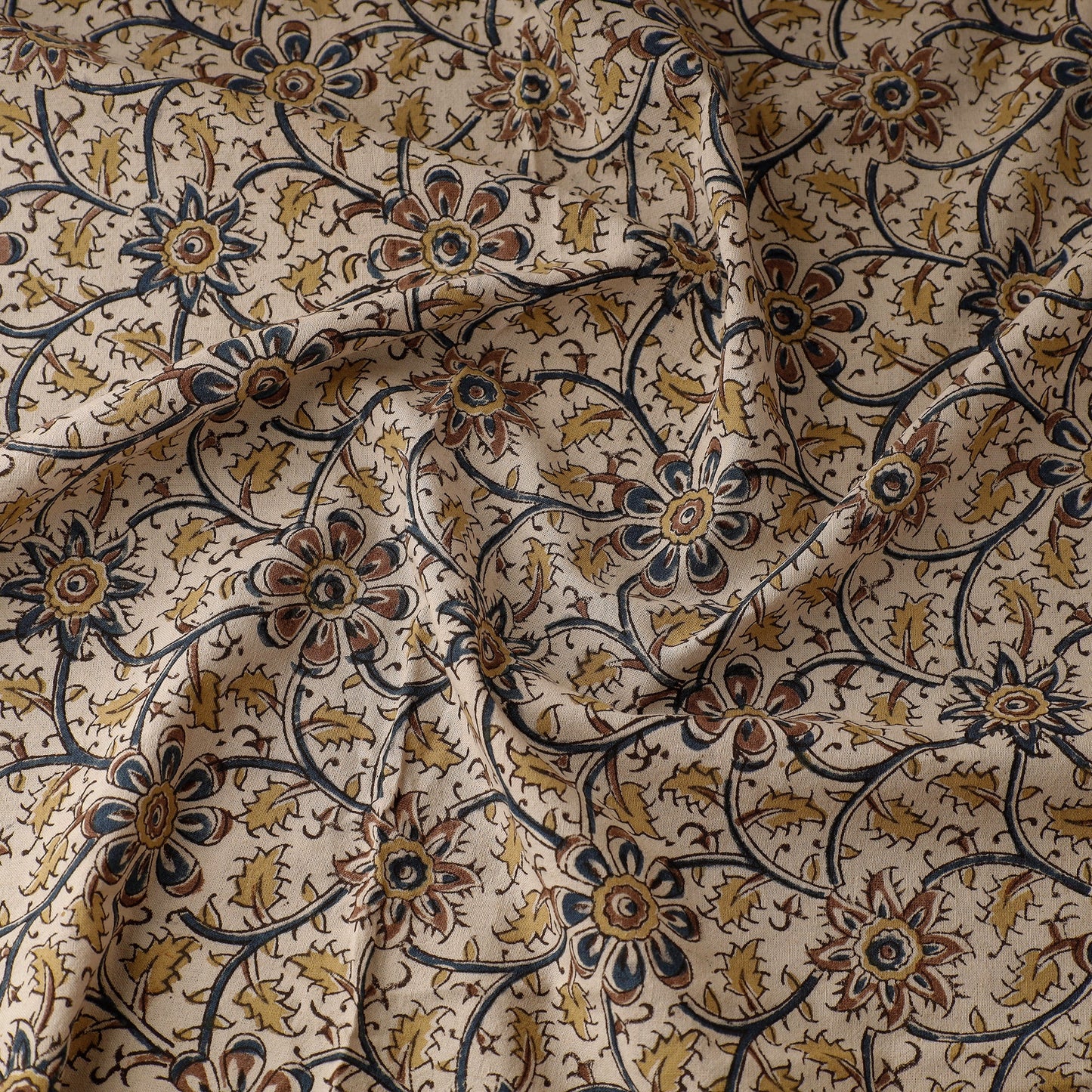 Buy Pedana Kalamkari Block Printed Cotton Fabric Online at iTokri.com