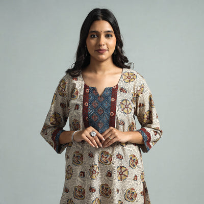  Pedana Kalamkari Block Printed Cotton Kurta with Palazzo Set 