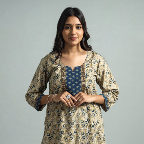  Pedana Kalamkari Block Printed Cotton Kurta with Palazzo Set Online at iTokri.com