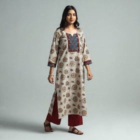  Pedana Kalamkari Block Printed Cotton Kurta with Palazzo Set 