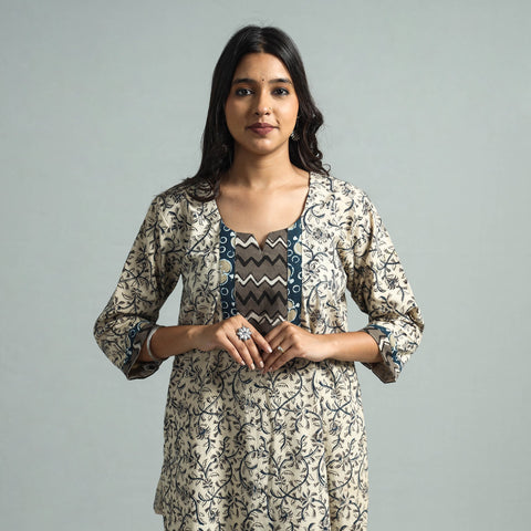  Pedana Kalamkari Block Printed Cotton Kurta with Palazzo Set 