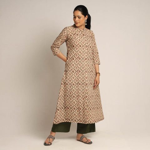 Buy Pedana Kalamkari Block Printed Cotton Kurta with Palazzo Set Online at iTokri.com
