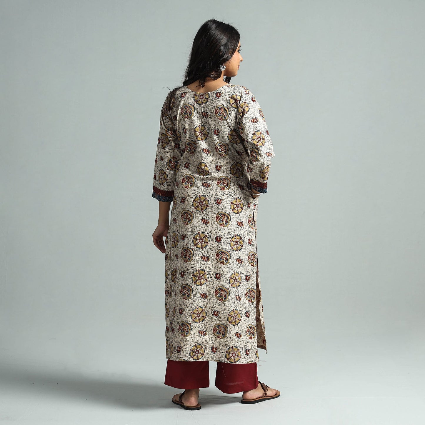  Pedana Kalamkari Block Printed Cotton Kurta with Palazzo Set 